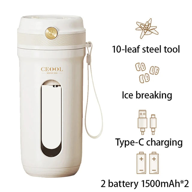10-Blade Ultra-Powerful Portable Blender - USB Rechargeable Smoothie Maker - TradixPro