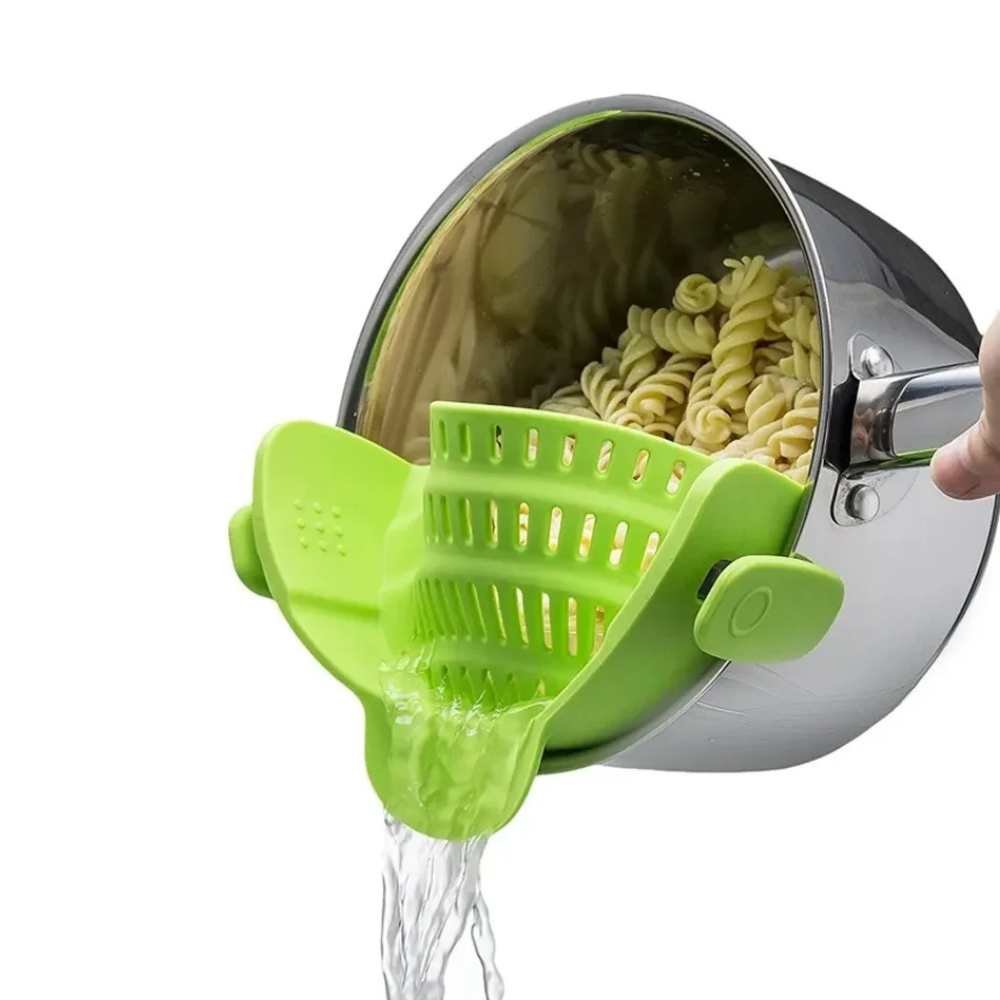 Universal Clip-On Silicone Strainer (Hands-Free Draining for Pots & Pans)