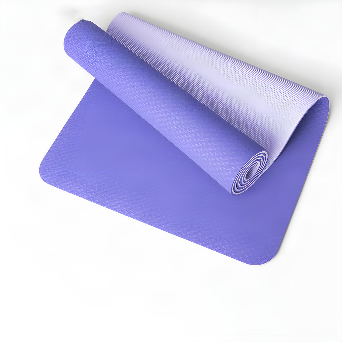 Two-Tone TPE Yoga Mat with Textured Surface and Roll-Up Design