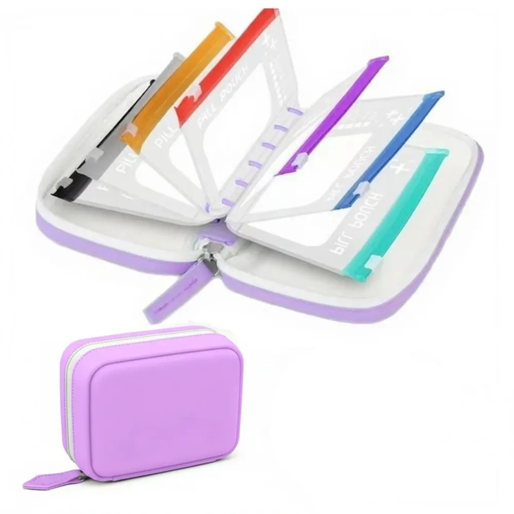 Portable Silicone Pill Pouch with Resealable Bags