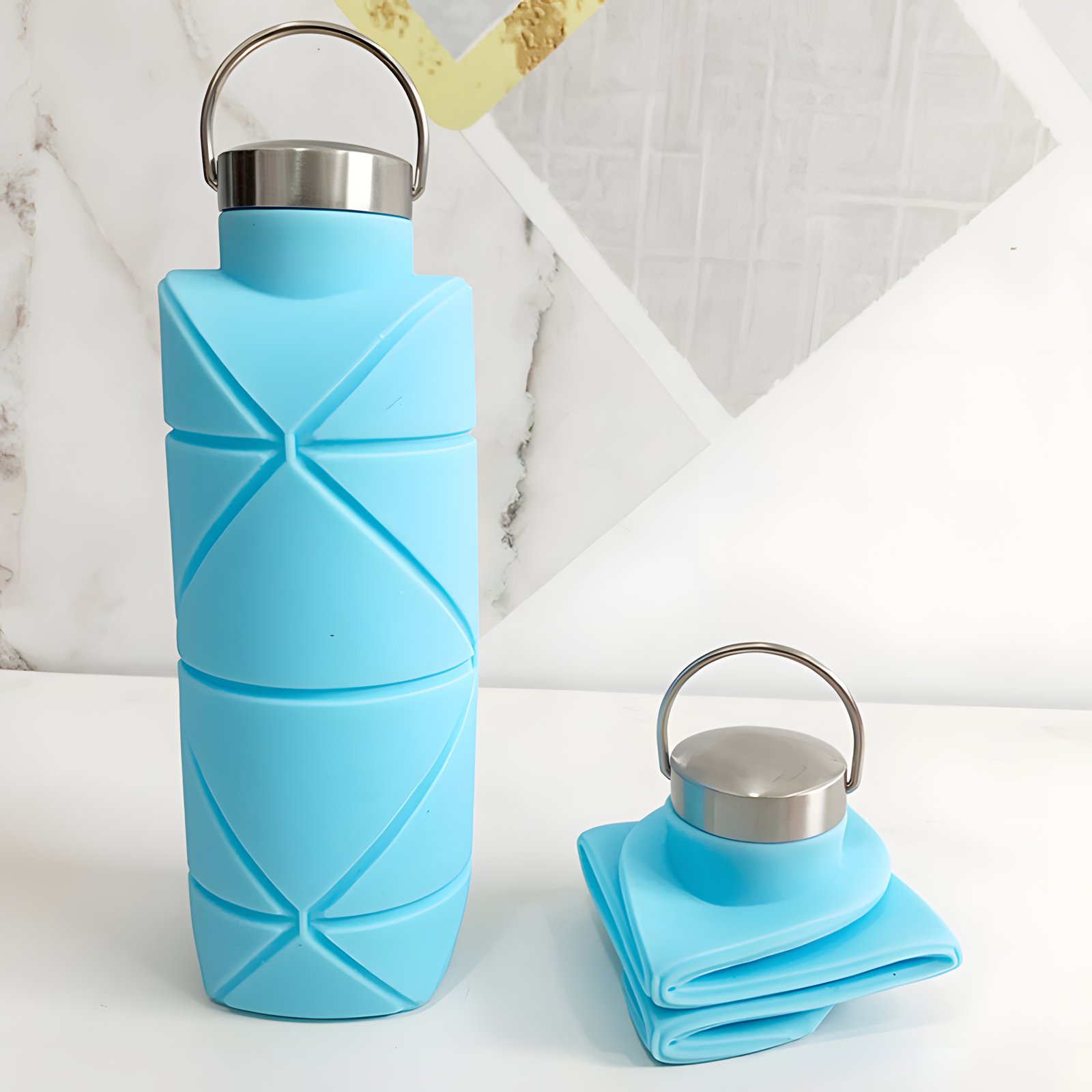 750ml Foldable Silicone Water Bottle Diamond Grip 8 Colors