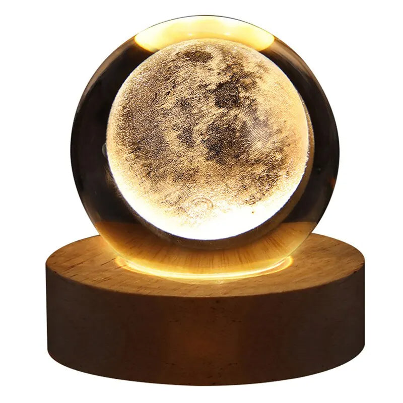 3D Luminous LED Crystal Ball (Galaxy & Solar System Design - Luxury Night Light)