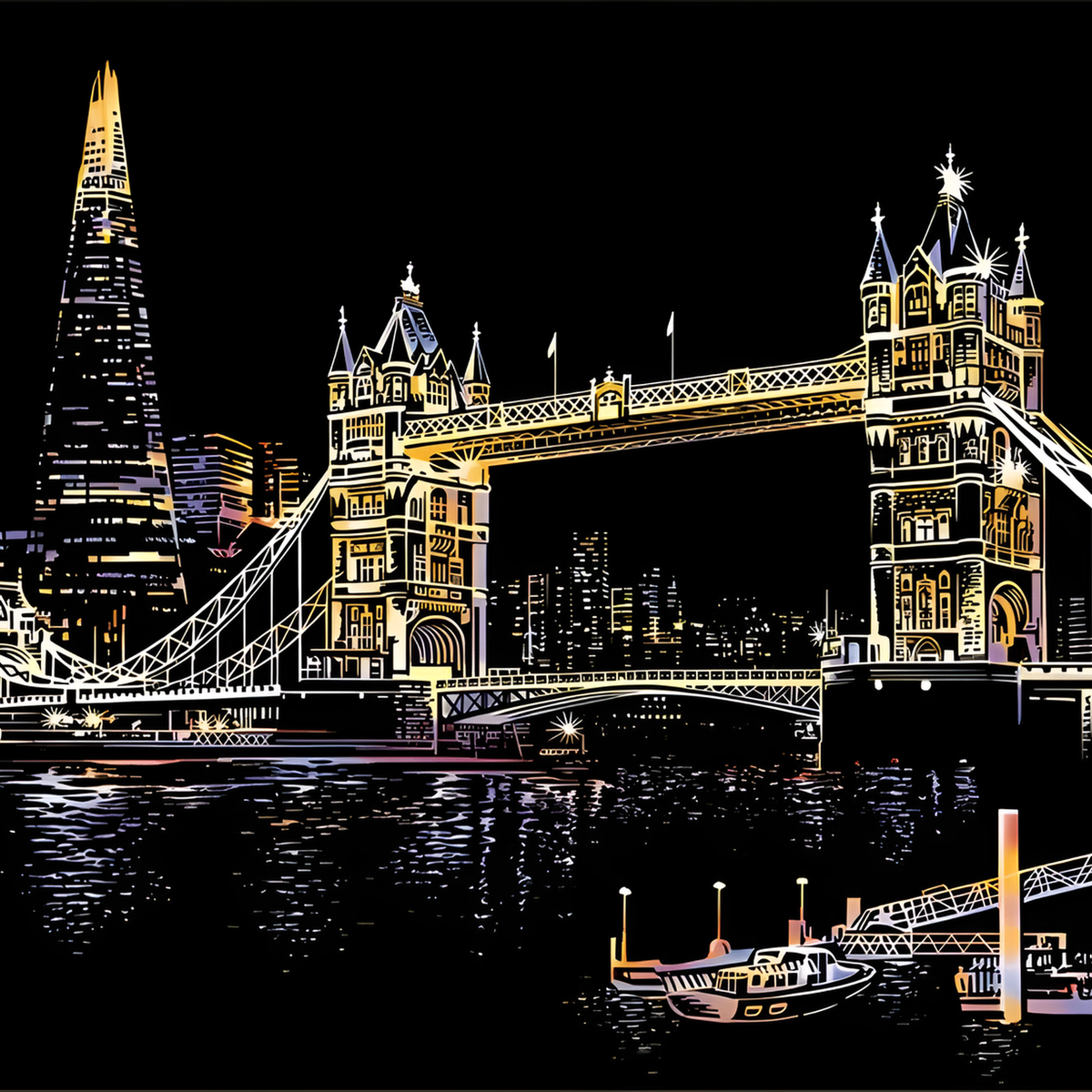 Landmark Scratch Art Kit, Color-Reveal City and Scenic Designs