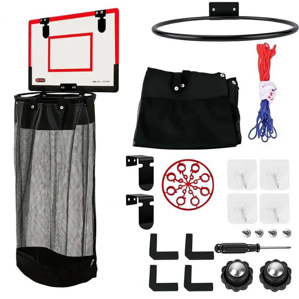 Over-Door Basketball Hoop Laundry Hamper for Kids