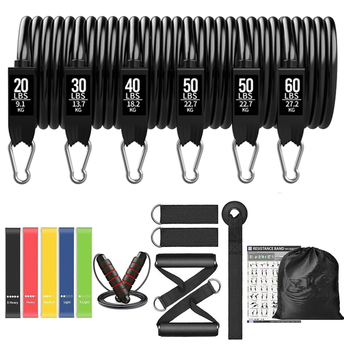 Resistance Tube Band Set for Home Strength Training Workouts