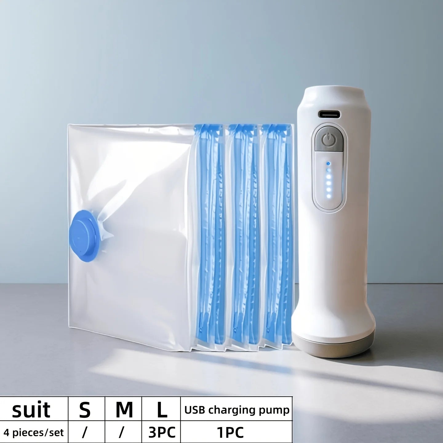 Rechargeable Vacuum Storage Bags Set with Electric Pump