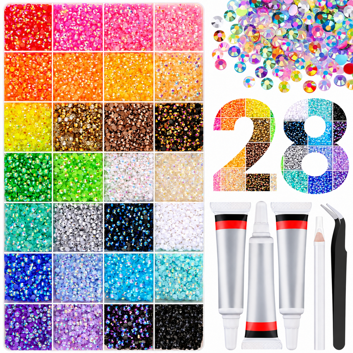 AB Resin Rhinestone Craft Kit, 3 mm Flatback Gems and Tools