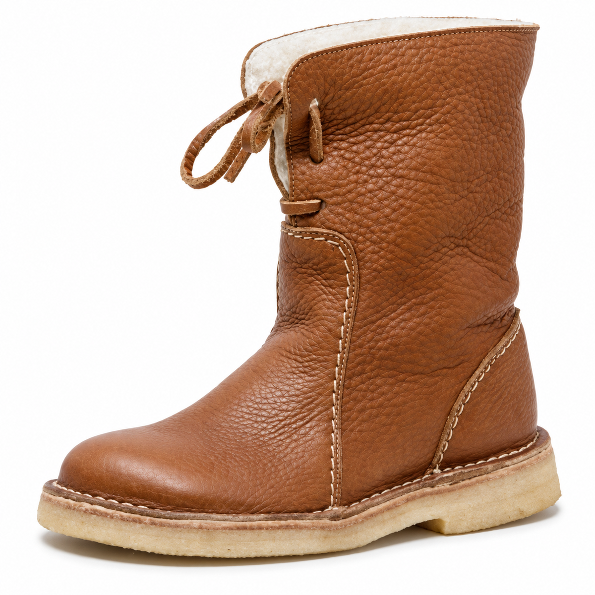 Women's Lace-Up Casual Boots with Low Heel and Rounded Toe