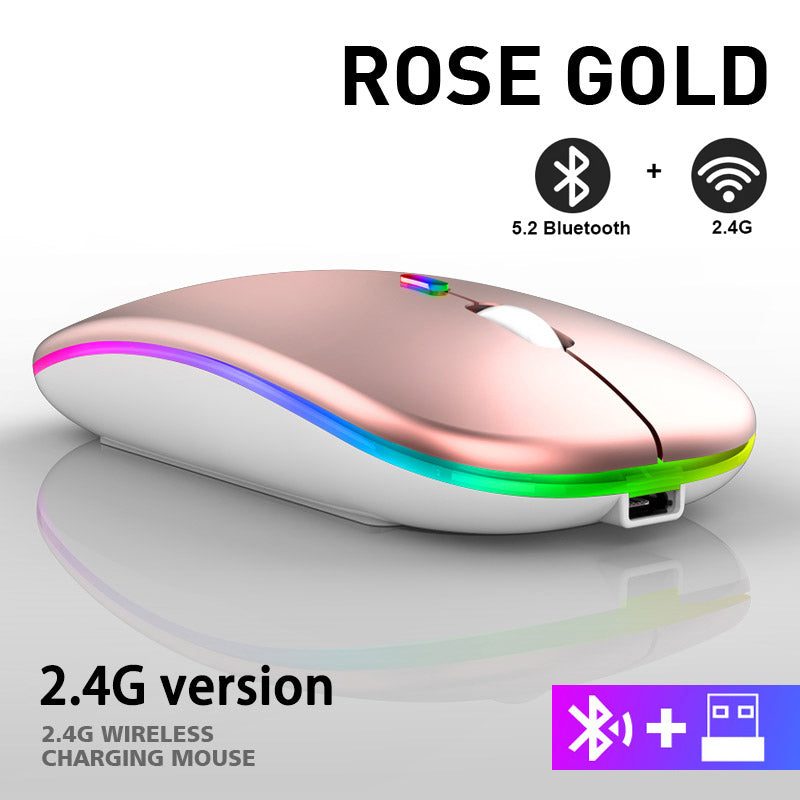 Wiederaufladbare kabellose Dual-Mode-Maus (Bluetooth &amp; 2,4 GHz, RGB-Gaming-Optik)