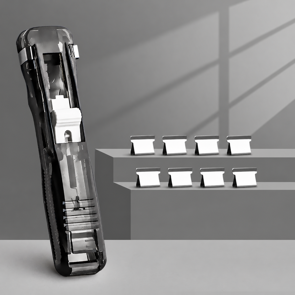 Reusable Paper Clip Dispenser and Separate Clip Refill Packs