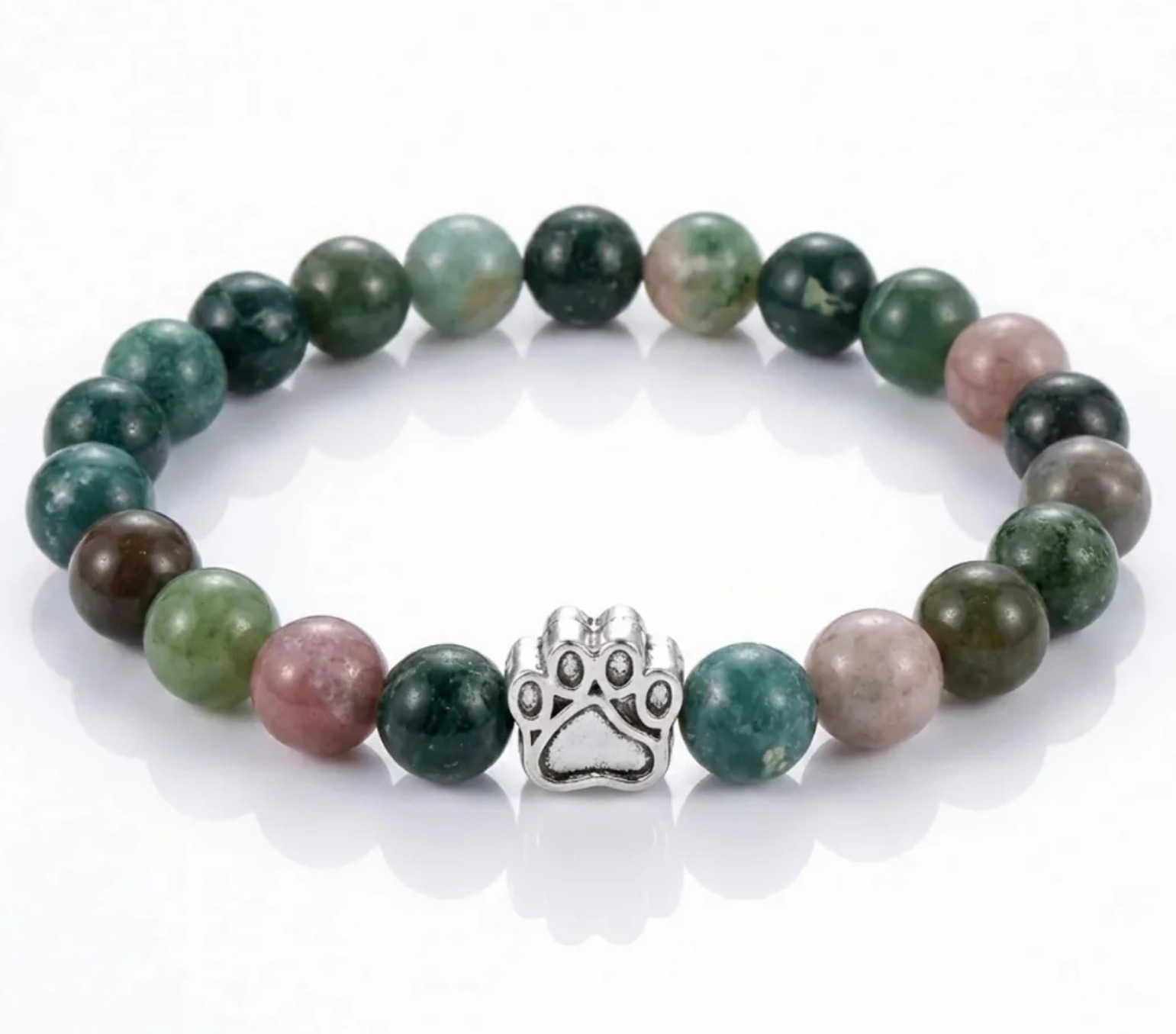 Dog Paw Bead Bracelet Natural Stone 8mm 35 Stone Options