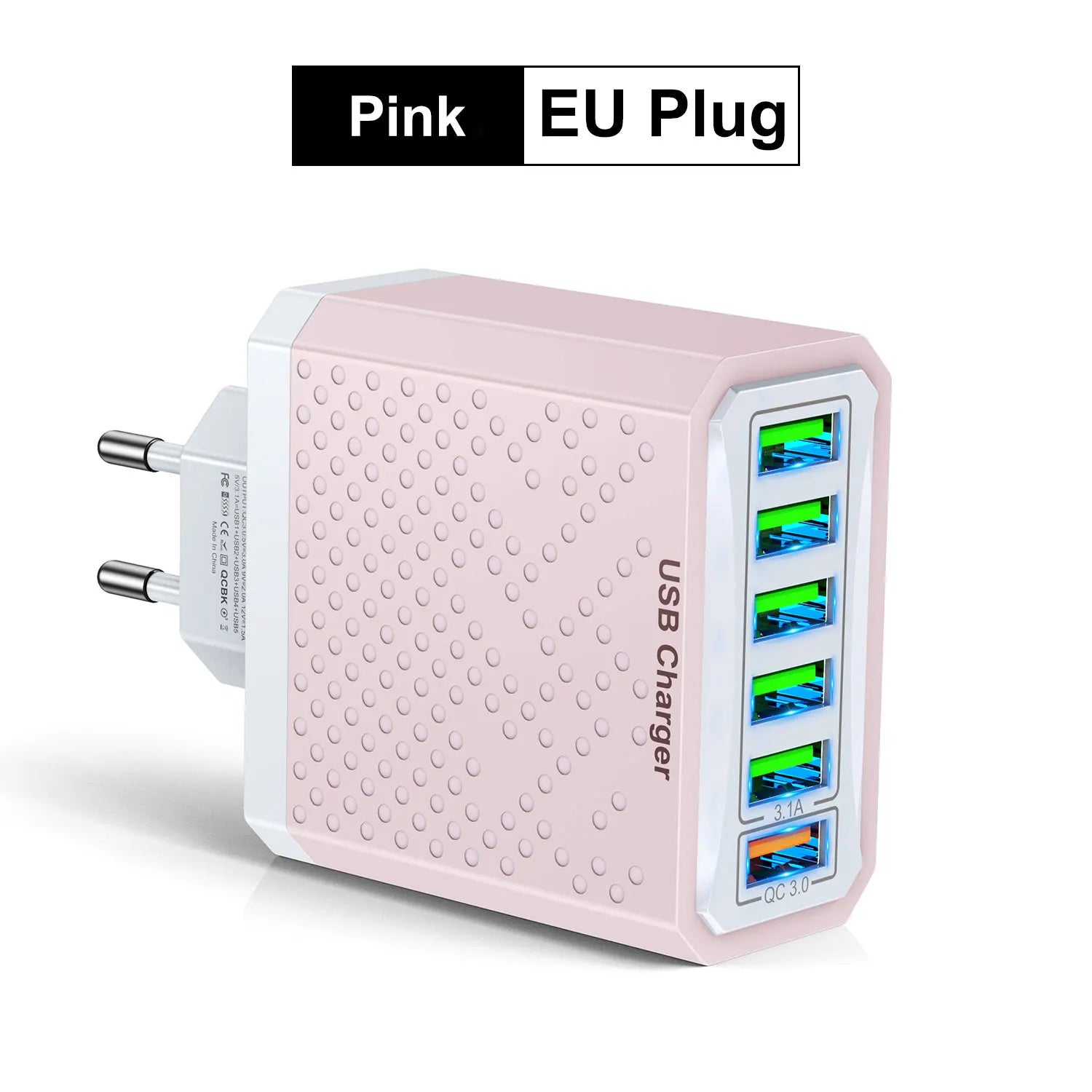 6-in-1 Multi-Port USB Charger - QC3.0 Fast Charging Station | Universal Travel Adapter