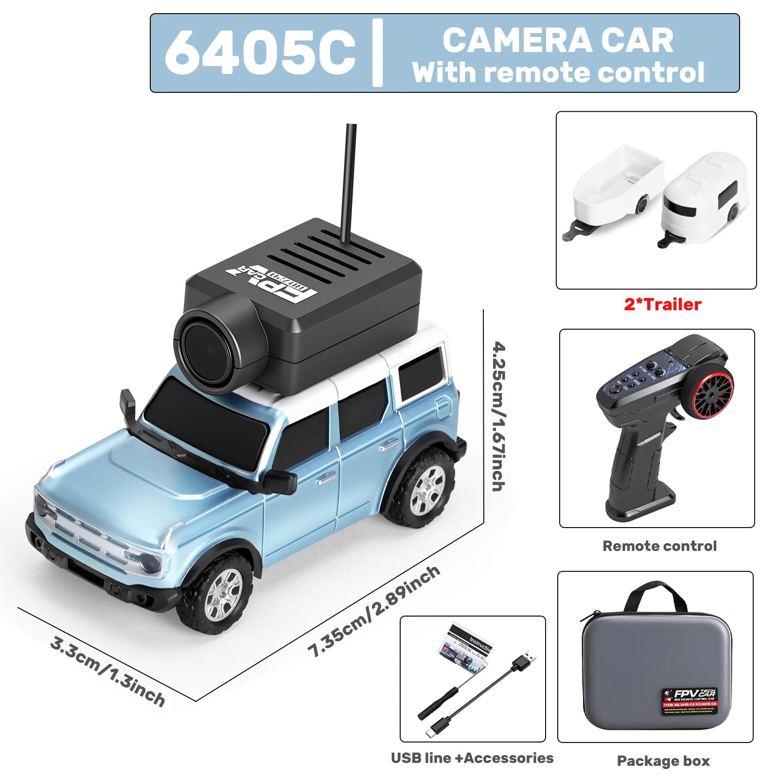 Mini RC Car with 720P FPV Camera - WiFi Control & Gyro Stabilization