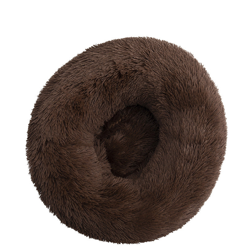 Donut Pet Bed with Raised Rim — Soft Plush for Cats & Dogs