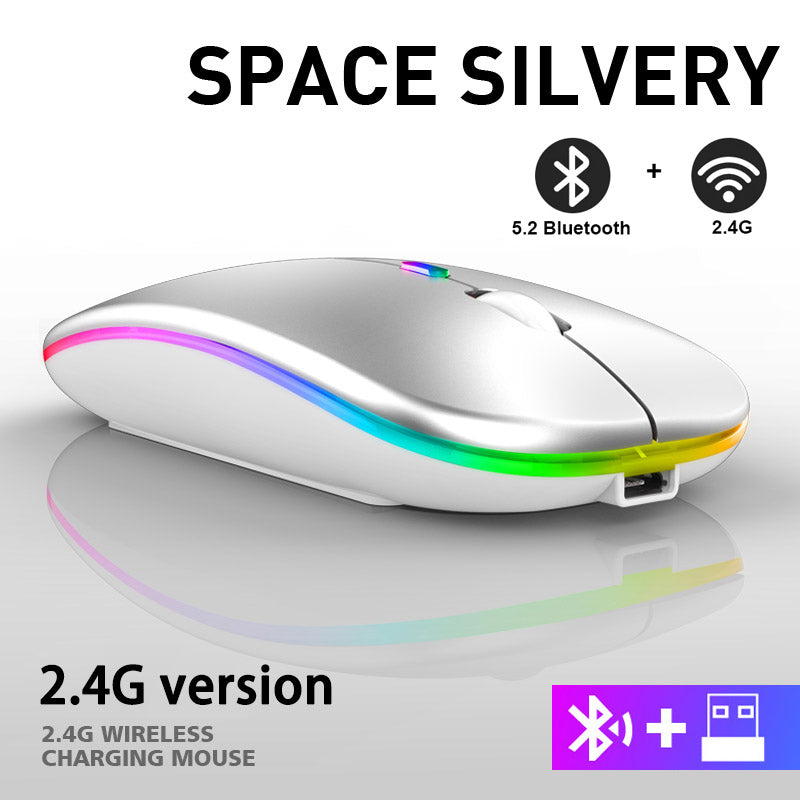 Wiederaufladbare kabellose Dual-Mode-Maus (Bluetooth &amp; 2,4 GHz, RGB-Gaming-Optik)