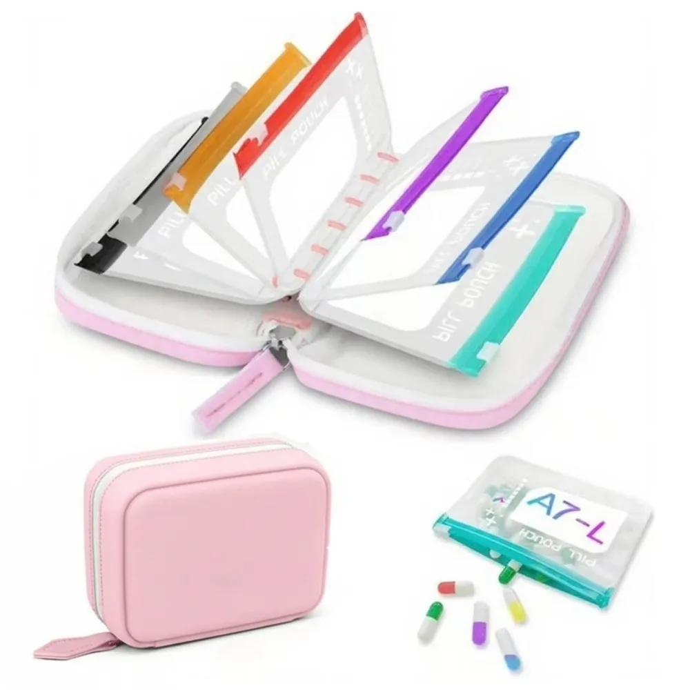 Portable Silicone Pill Pouch with Resealable Bags