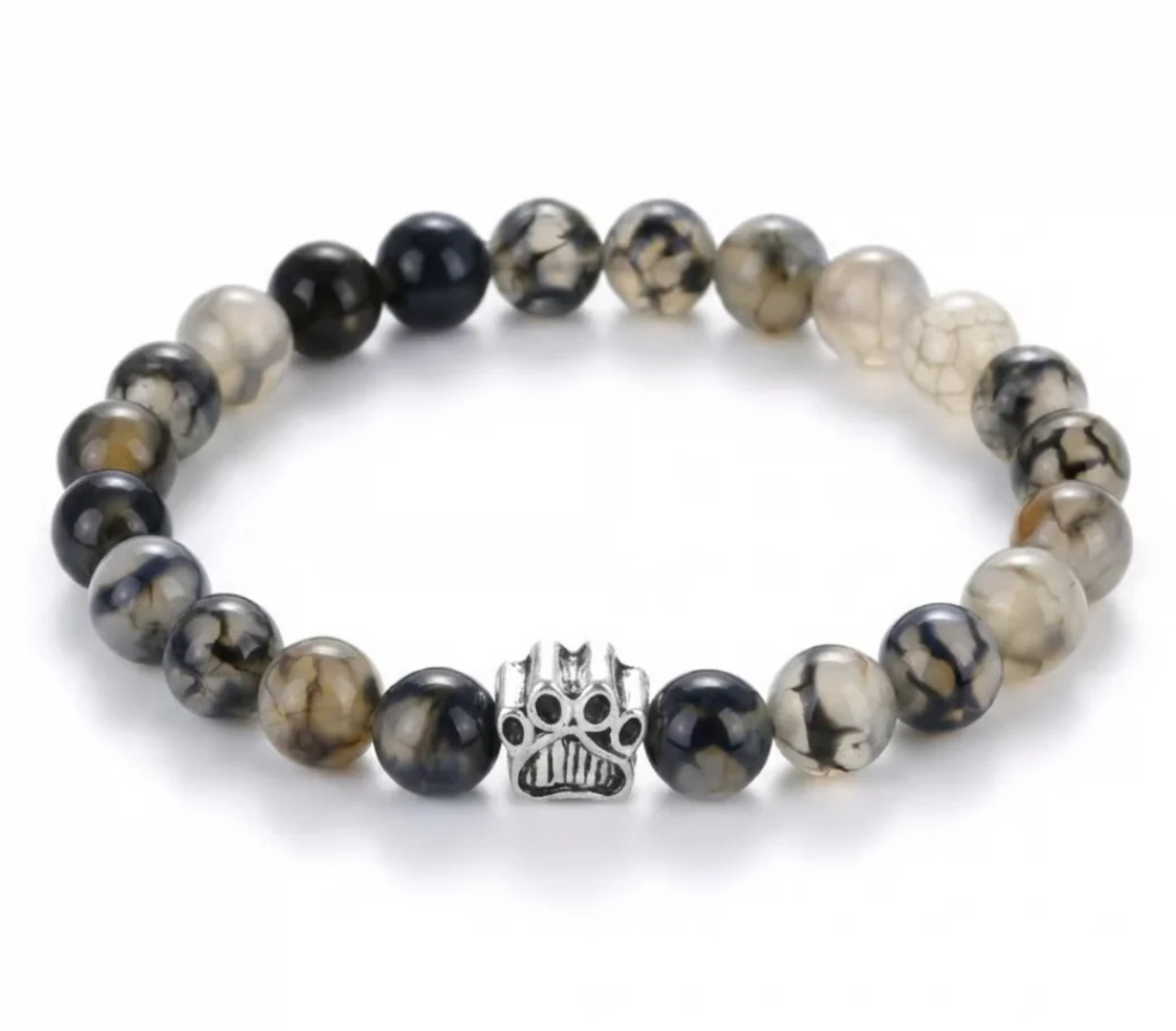 Dog Paw Bead Bracelet Natural Stone 8mm 35 Stone Options