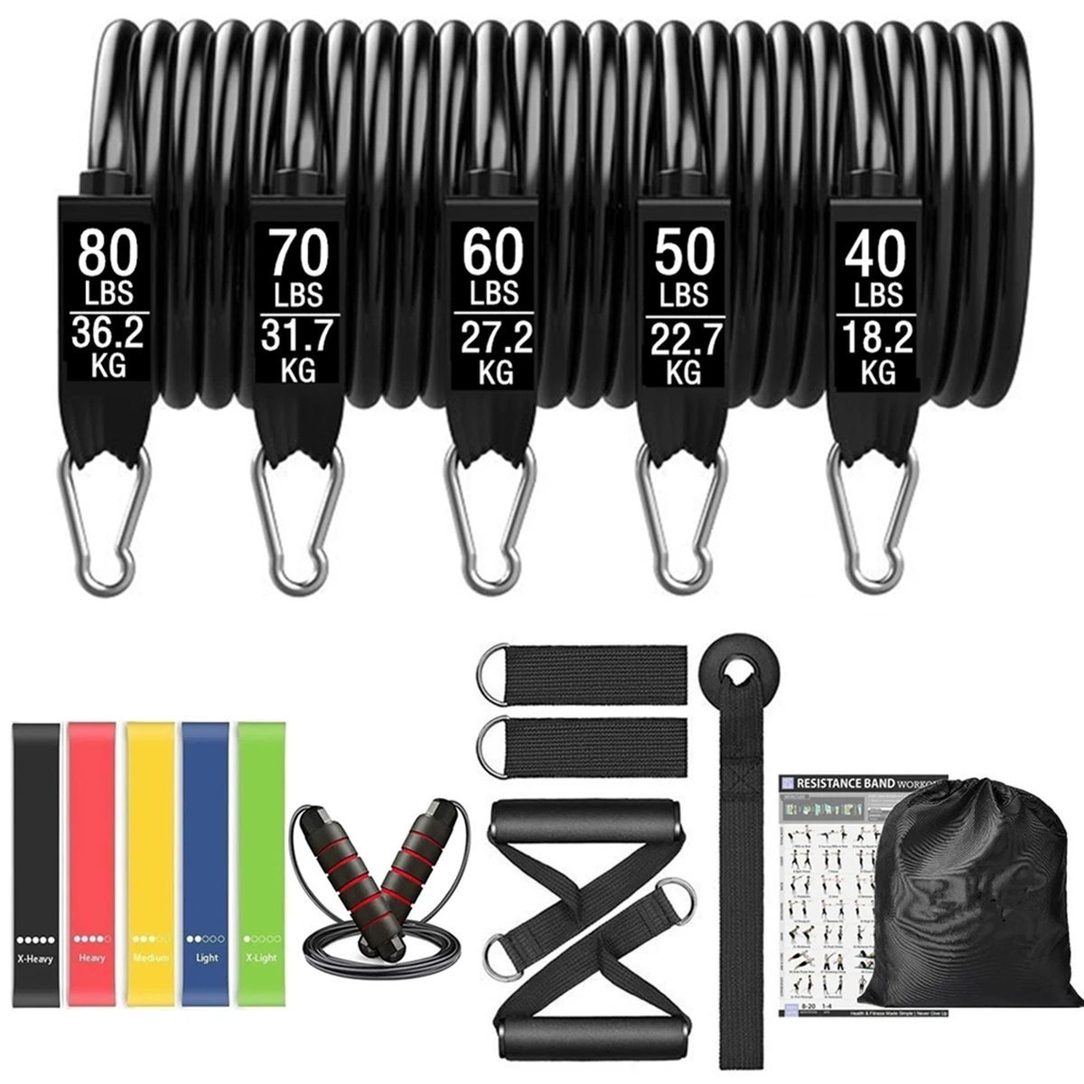 Resistance Tube Band Set for Home Strength Training Workouts