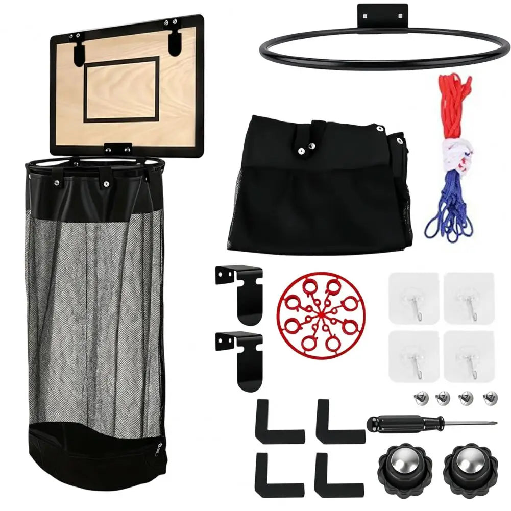 Over-Door Basketball Hoop Laundry Hamper for Kids