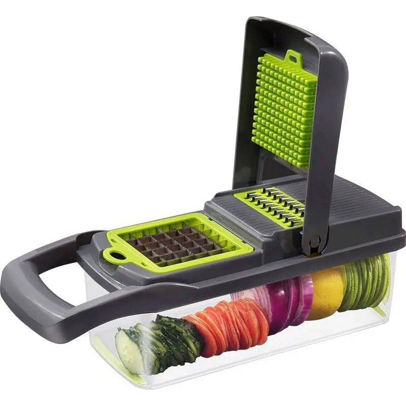 12-in-1 Vegetable Chopper & Slicer - Dicer, Grater & Drain Basket - TradixPro