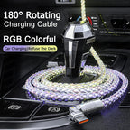 120W Ultra-Fast Charging Cable with Glowing RGB LED (High Power & Aesthetic Design) - TradixPro