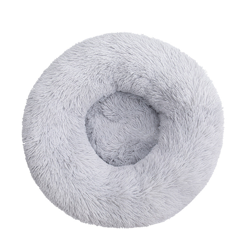 Donut Pet Bed with Raised Rim — Soft Plush for Cats & Dogs