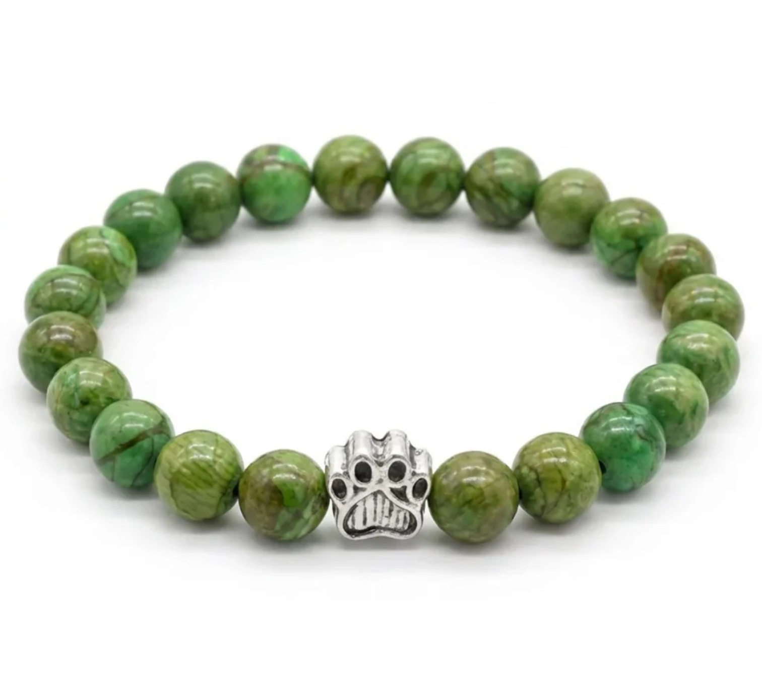 Dog Paw Bead Bracelet Natural Stone 8mm 35 Stone Options