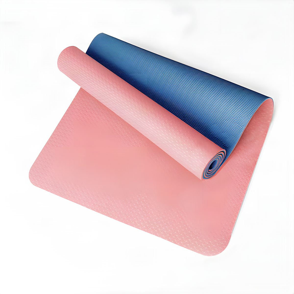 Two-Tone TPE Yoga Mat with Textured Surface and Roll-Up Design