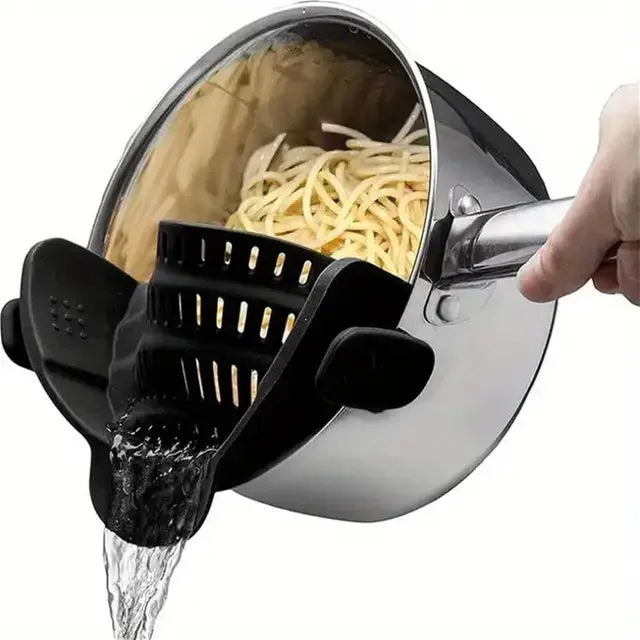 Universal Clip-On Silicone Strainer (Hands-Free Draining for Pots & Pans)