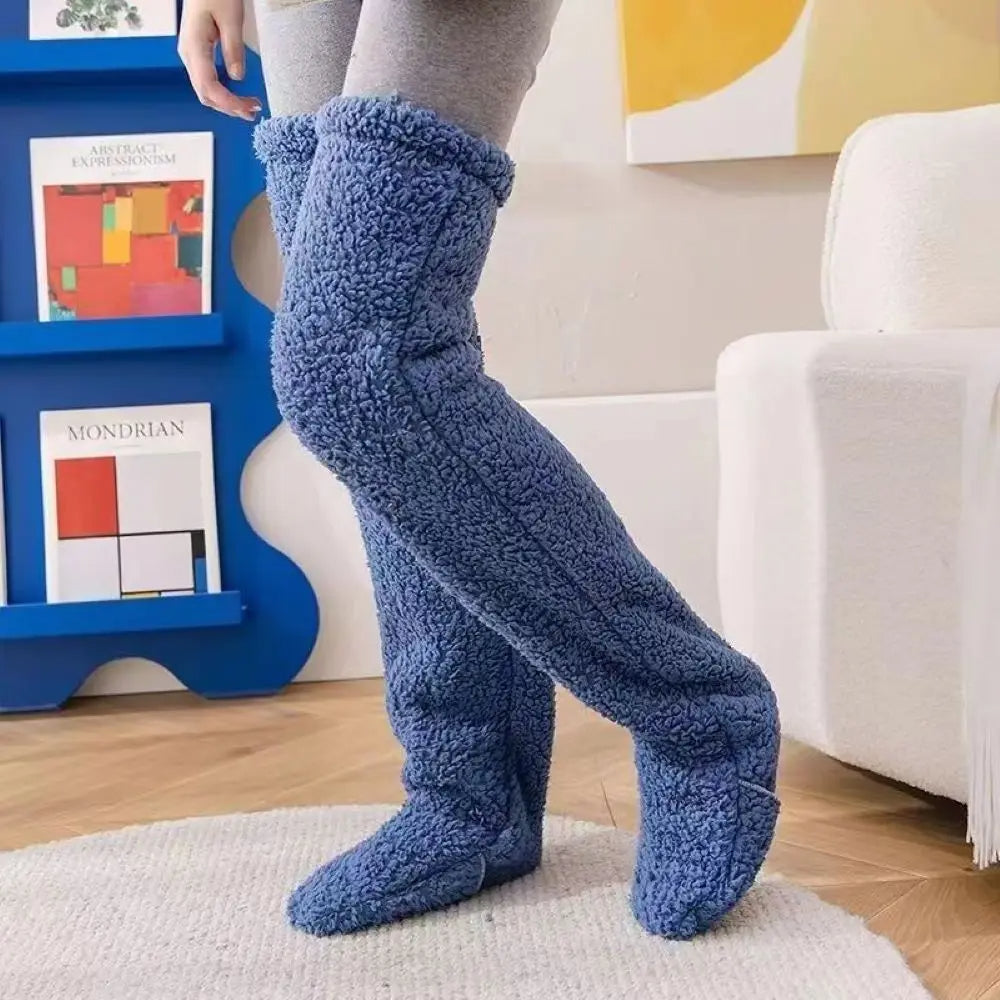 Over Knee Fuzzy Leg Warmers - Double-Sided Plush Winter Socks