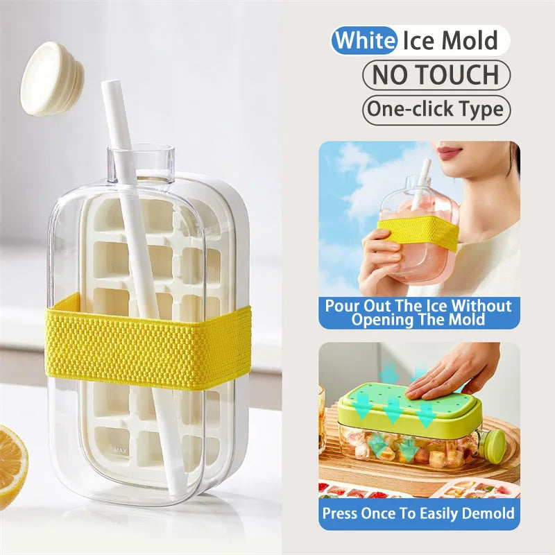 Spill-Proof Ice Cube Maker Tray (Quick Fill & Easy Dispense)