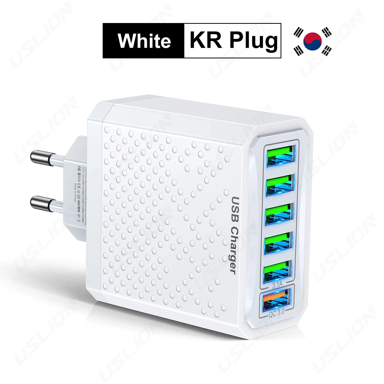 6-in-1 Multi-Port USB Charger - QC3.0 Fast Charging Station | Universal Travel Adapter
