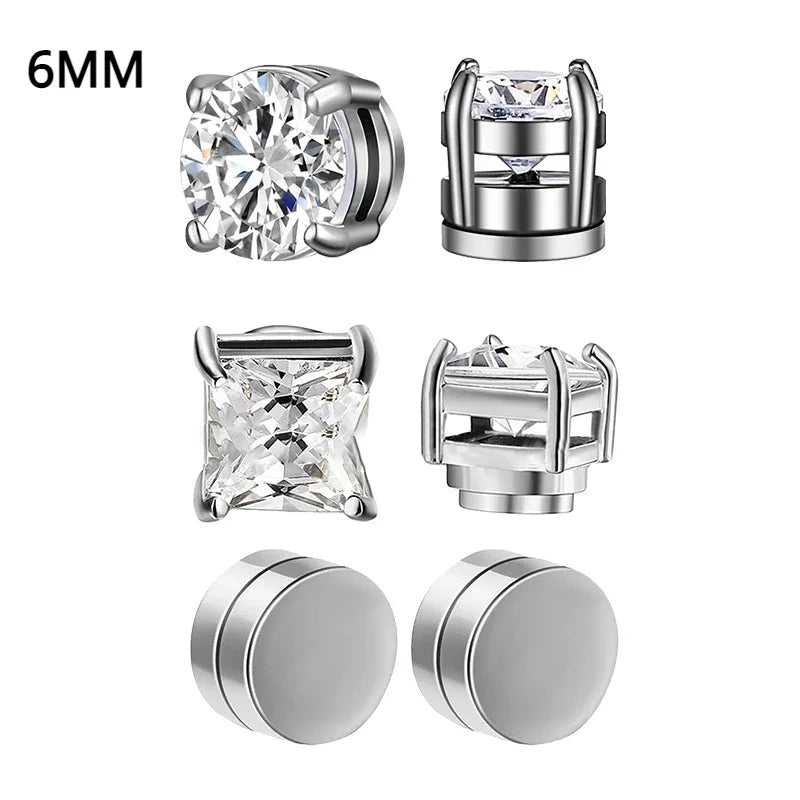 Magnetic Clip-On Zircon Stud Earrings – No Piercing Required