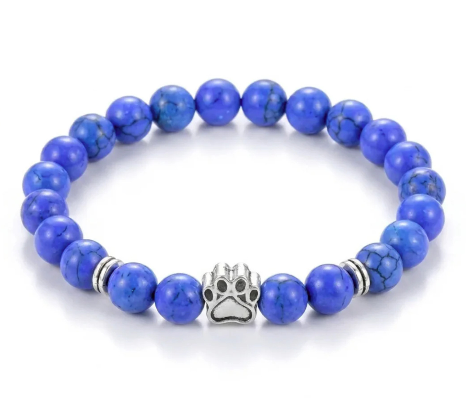Dog Paw Bead Bracelet Natural Stone 8mm 35 Stone Options