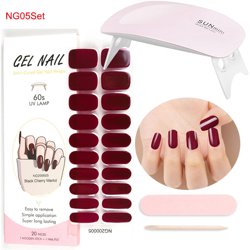 Gel Nail Wraps with UV Lamp Set - French Full Cover Manicure Kit