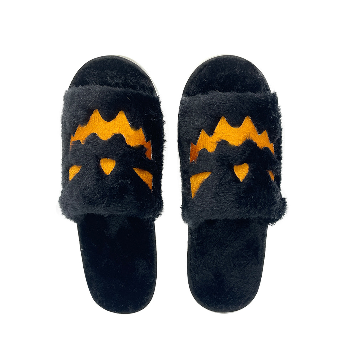 Halloween Plush Slippers, Pumpkin & Elk Faces, Open Toe One Size