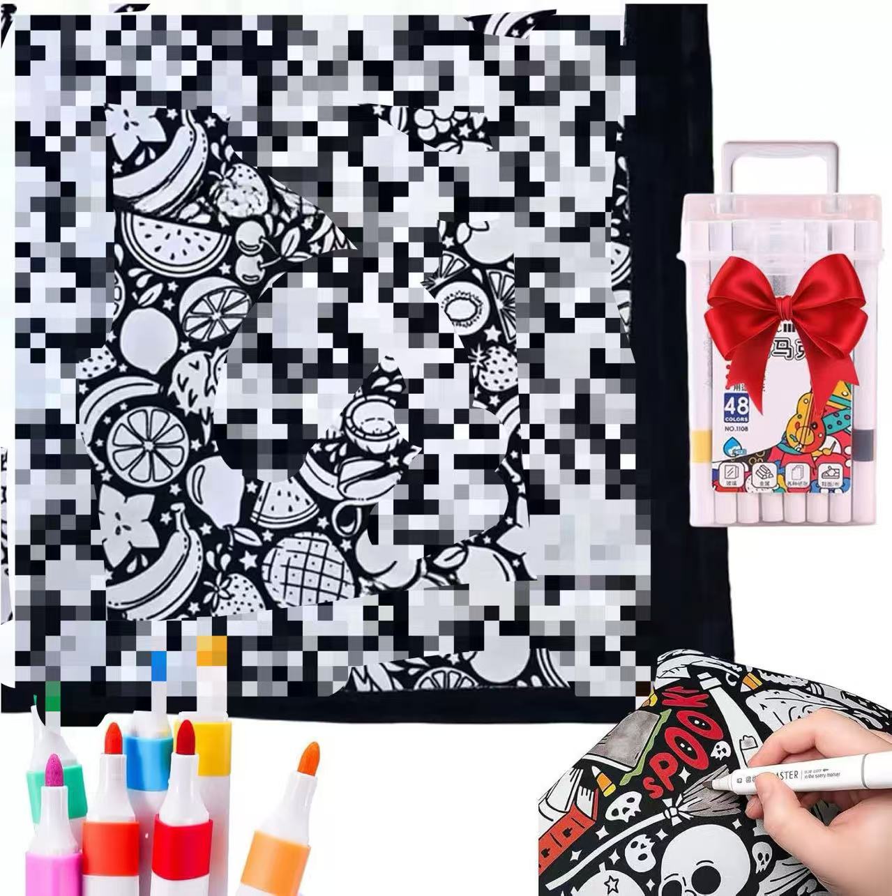 DIY Coloring Blanket with 12 Fabric Markers – Velvet