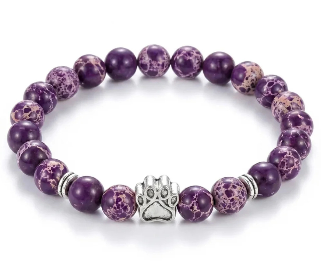 Dog Paw Bead Bracelet Natural Stone 8mm 35 Stone Options