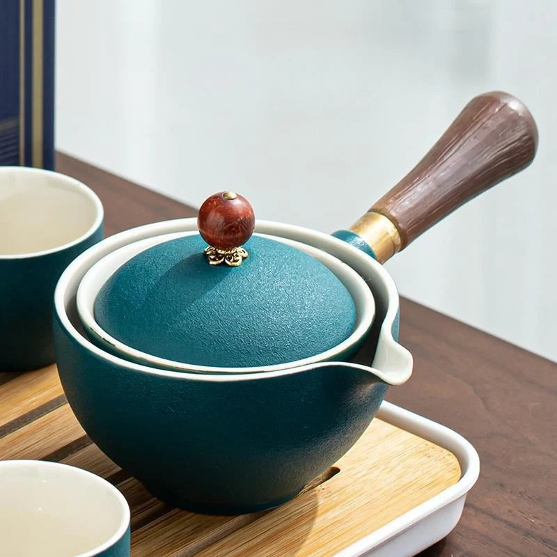 Luxury Ceramic Rotating Teapot Set (Precision Infusion for Perfect Tea Flavor)