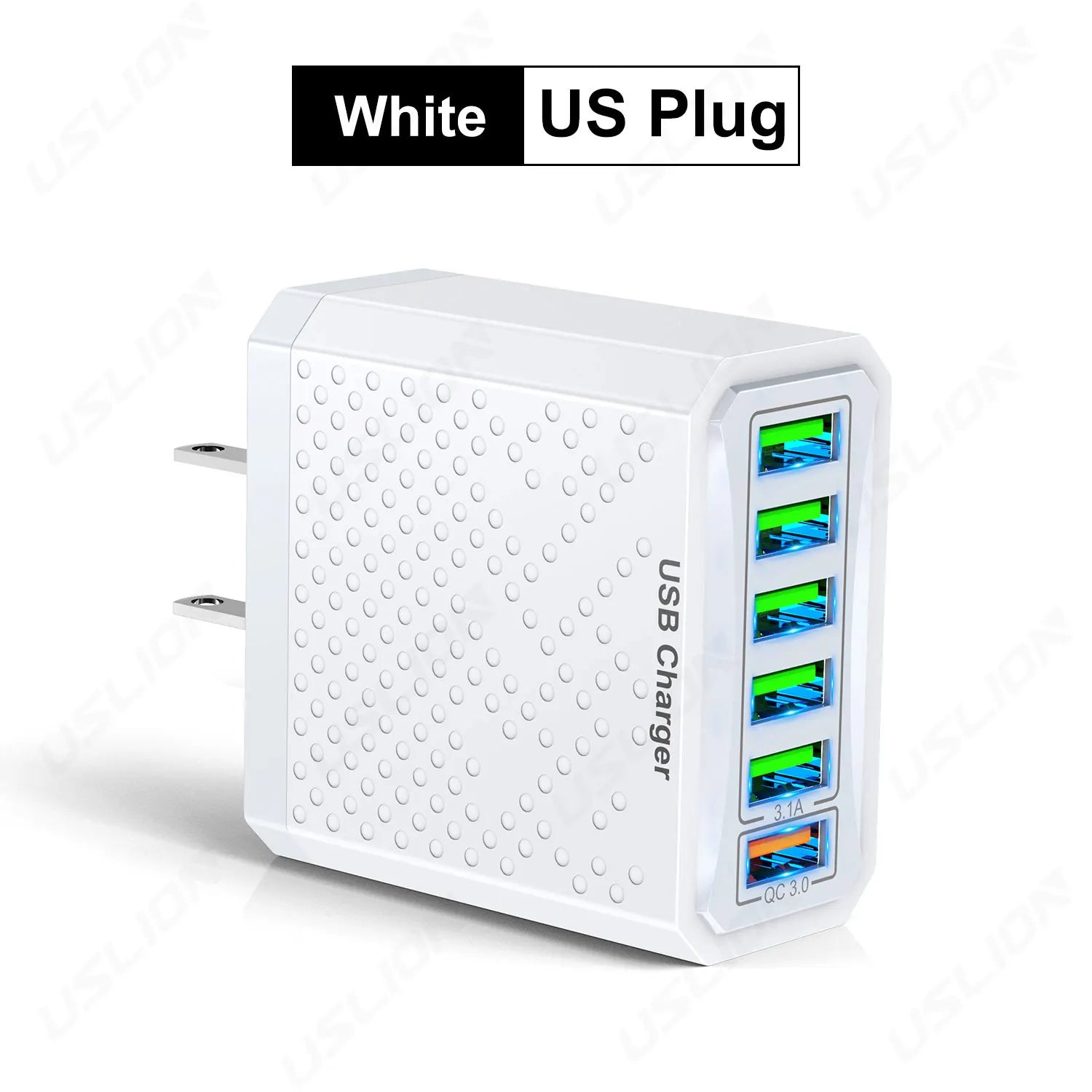 6-in-1 Multi-Port USB Charger - QC3.0 Fast Charging Station | Universal Travel Adapter