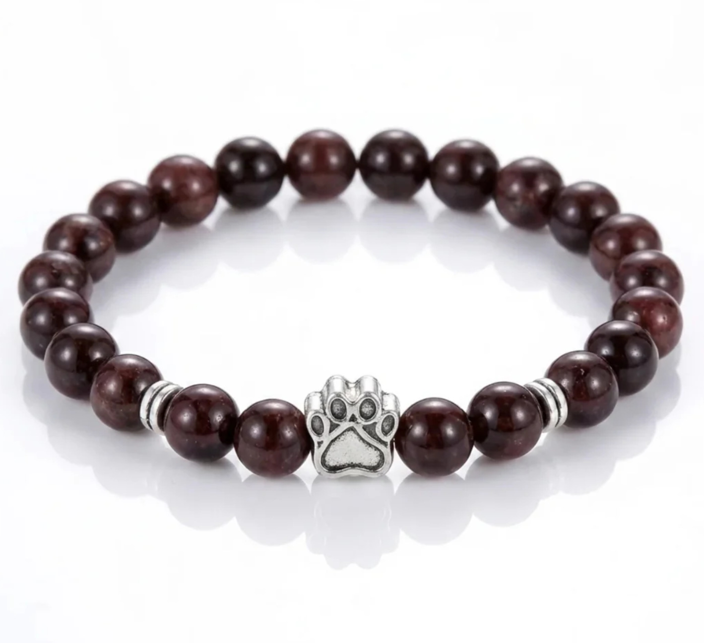 Dog Paw Bead Bracelet Natural Stone 8mm 35 Stone Options