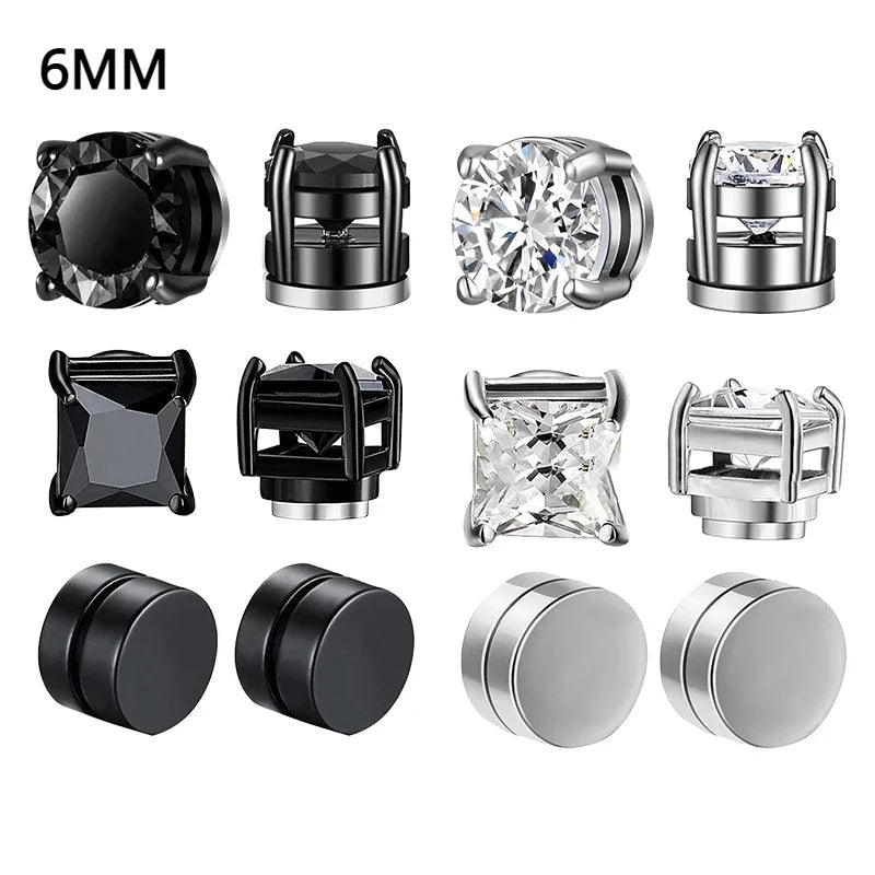 Magnetic Clip-On Zircon Stud Earrings – No Piercing Required