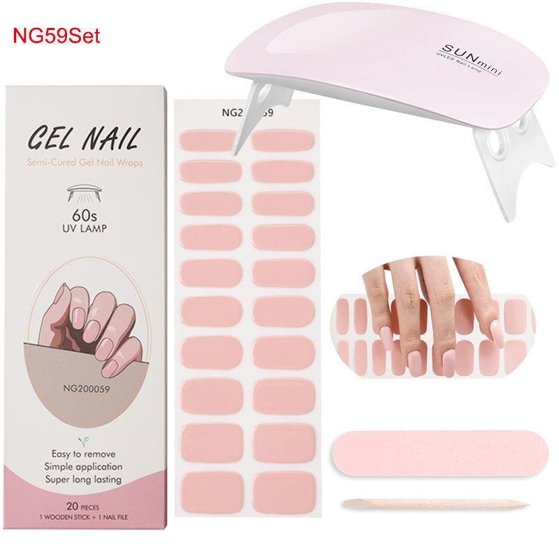 Gel Nail Wraps with UV Lamp Set - French Full Cover Manicure Kit