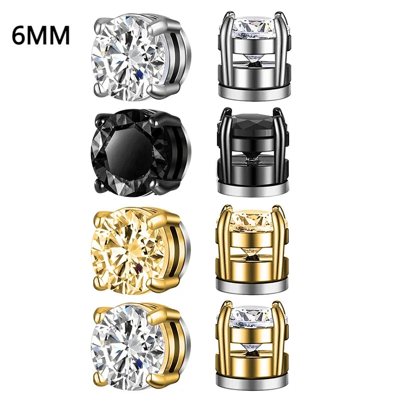 Magnetic Clip-On Zircon Stud Earrings – No Piercing Required