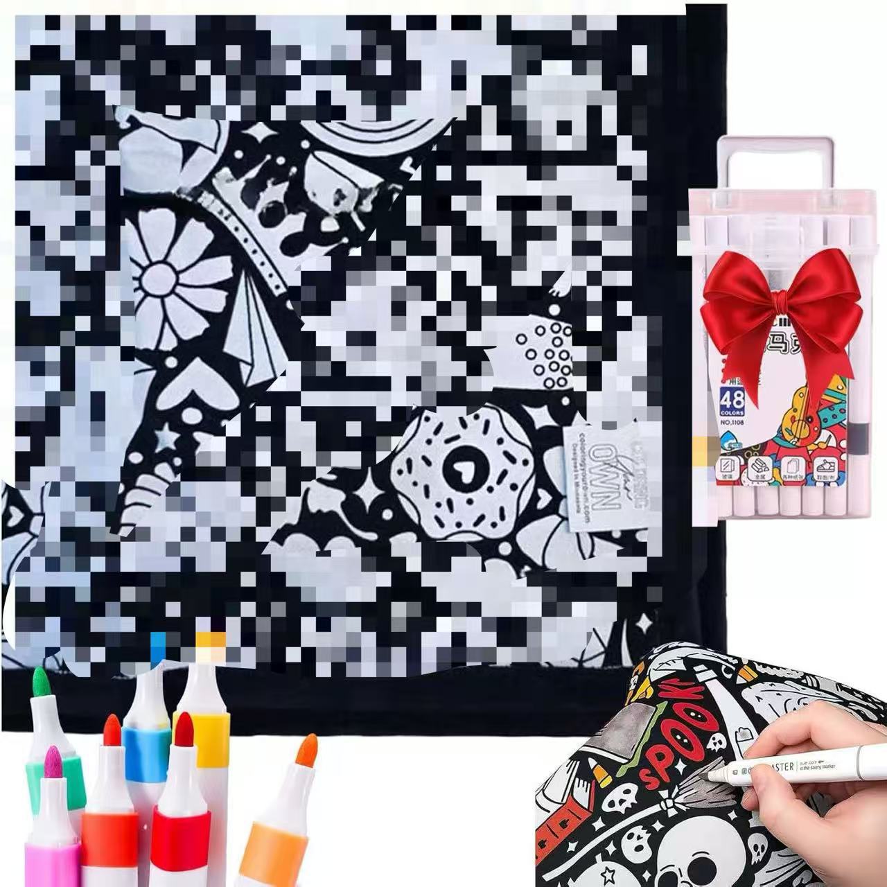 DIY Coloring Blanket with 12 Fabric Markers – Velvet