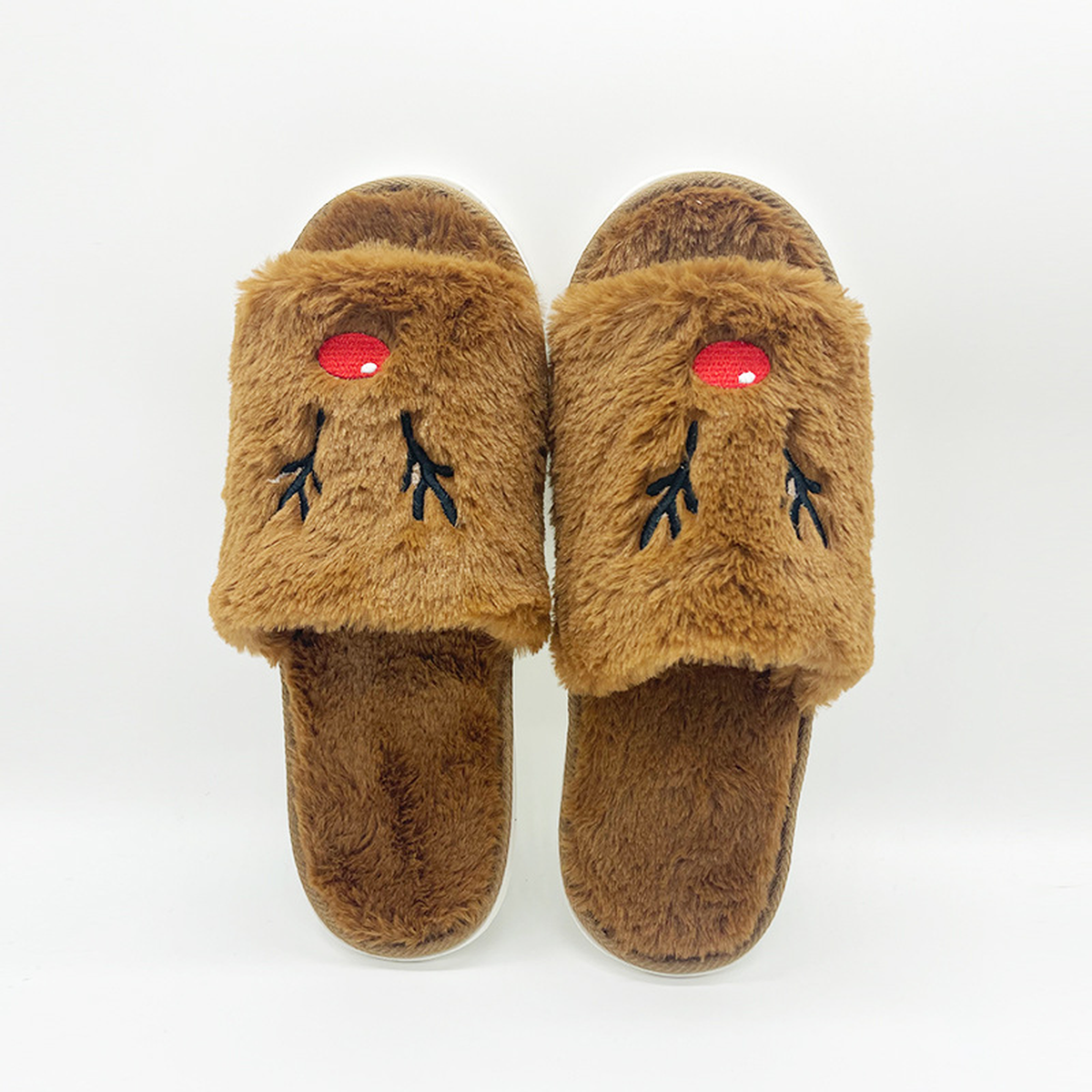 Halloween Plush Slippers, Pumpkin & Elk Faces, Open Toe One Size