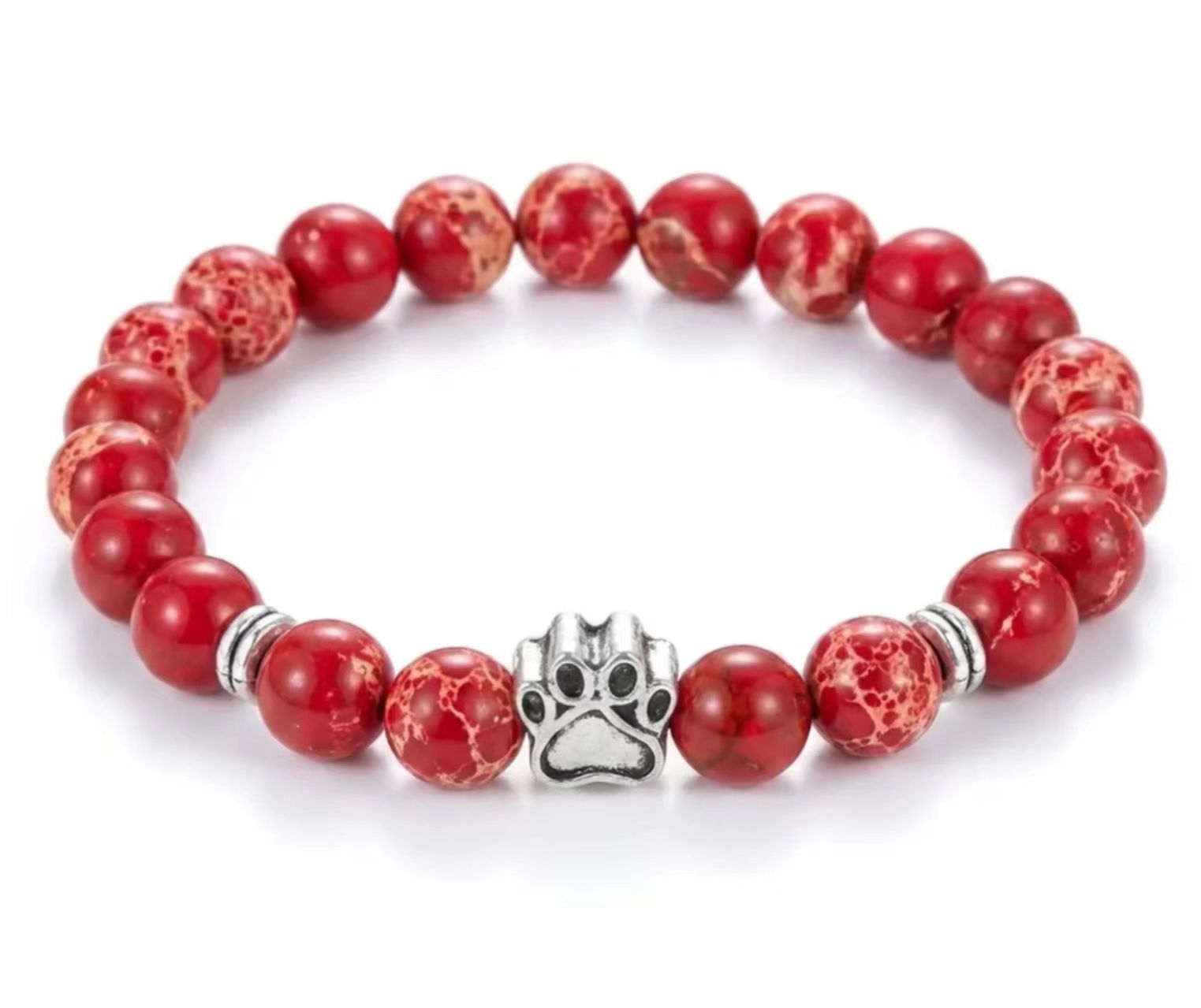 Dog Paw Bead Bracelet Natural Stone 8mm 35 Stone Options