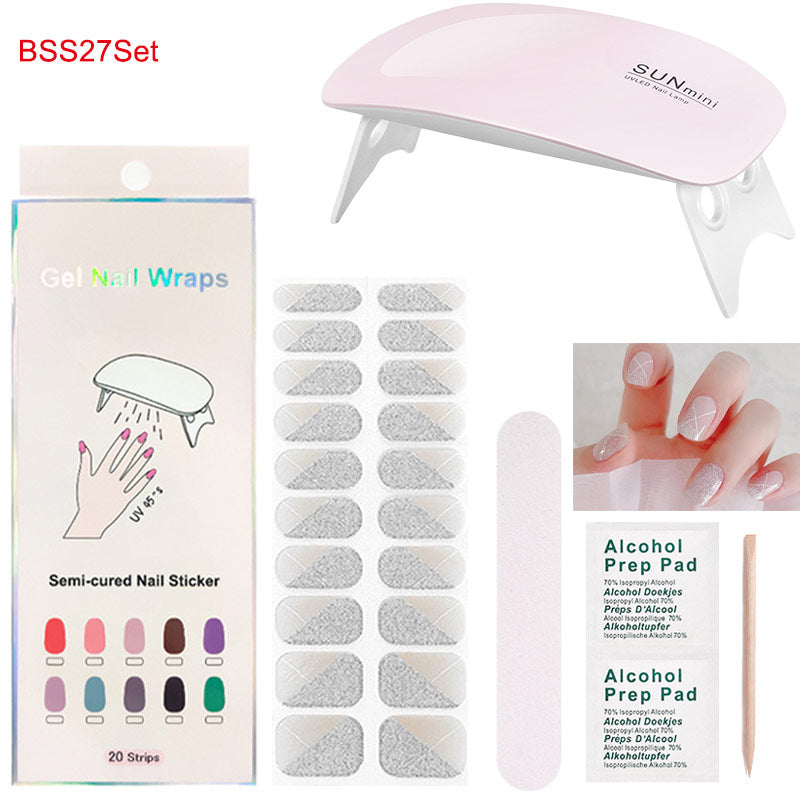 Gel Nail Wraps with UV Lamp Set - French Full Cover Manicure Kit