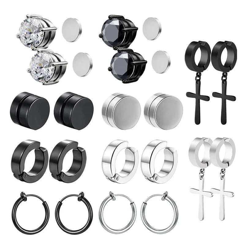 Magnetic Clip-On Zircon Stud Earrings – No Piercing Required