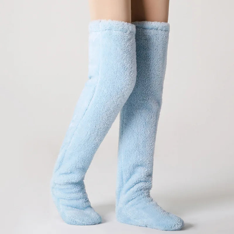 Over Knee Fuzzy Leg Warmers - Double-Sided Plush Winter Socks